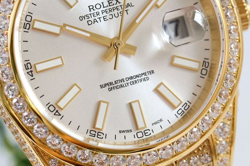 人気No1 ロレックス スーパーコピー 時計 デイトジャスト 41MM ホワイト ダイヤモンドベゼル 18K  roo38140人気