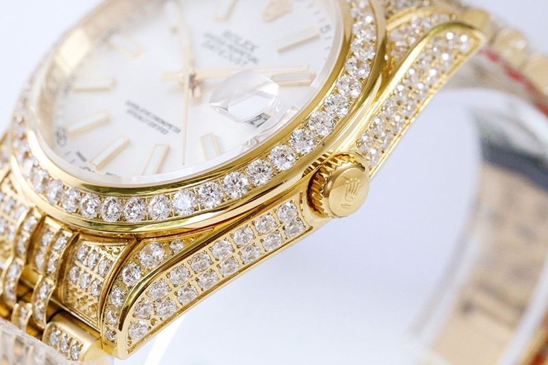 人気No1 ロレックス スーパーコピー 時計 デイトジャスト 41MM ホワイト ダイヤモンドベゼル 18K  roo38140代引きを販売