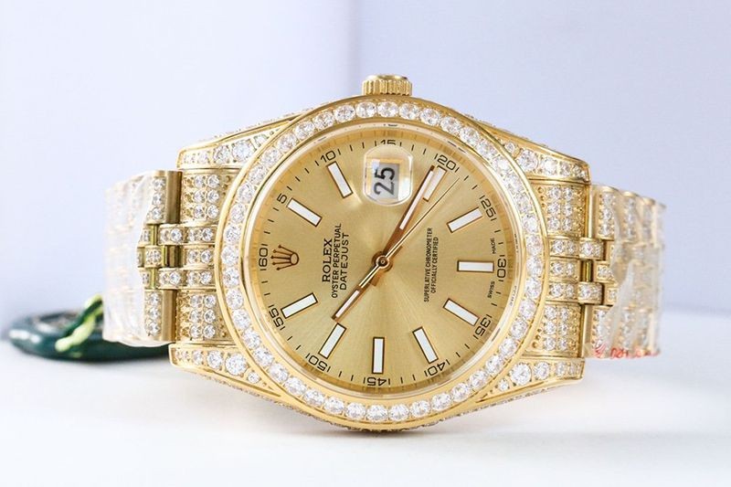 春もの新作 ロレックス 時計 スーパーコピー デイトジャスト 41MM シャンパン ダイヤモンドベゼル 18K roz21973通販