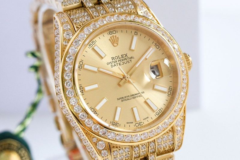 春もの新作 ロレックス 時計 スーパーコピー デイトジャスト 41MM シャンパン ダイヤモンドベゼル 18K roz21973激安送料無料