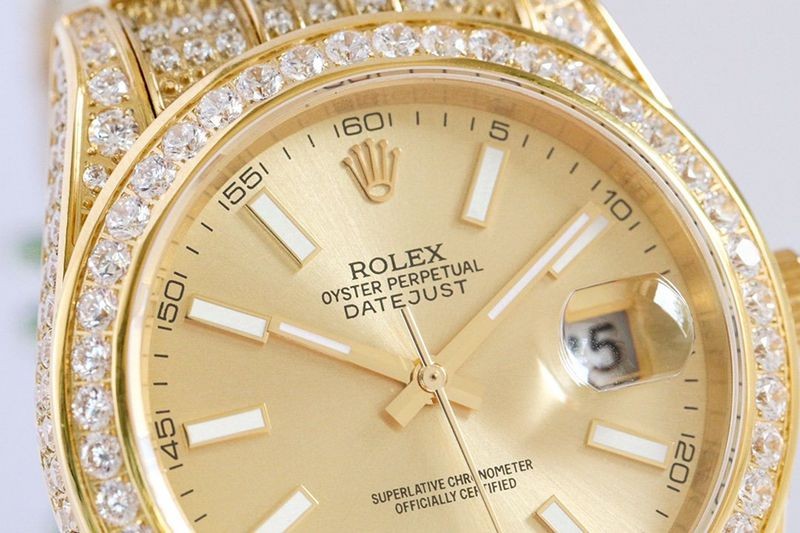 春もの新作 ロレックス 時計 スーパーコピー デイトジャスト 41MM シャンパン ダイヤモンドベゼル 18K roz21973高い品質