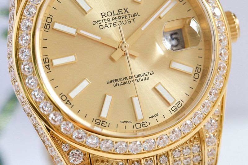 春もの新作 ロレックス 時計 スーパーコピー デイトジャスト 41MM シャンパン ダイヤモンドベゼル 18K roz21973人気