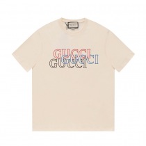 グッチの新しい赤、青、黒の文字のグラデーションスーパーコピーT シャツ 189234