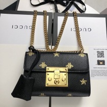 【グッチ】Padlock☆ビー&スター レザースモールショルダーバッグコピー 432182 DJ2LG 1055