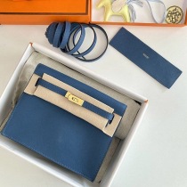 ★日本!!人気！エルメス 偽物 ケリーダンス 22cm ブルー 内縫 2色金具 erm15079