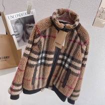 《大人気》バーバリー☆Brown チェック柄 カシミア Wool フリースジャケット コピー Bak84791