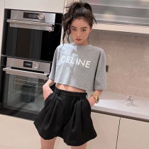 定番セリーヌ クロップド Tシャツ 偽物 グレー 2X761671Q_09OW