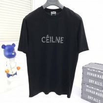 【日本未発売】セリーヌ ルーズ Tシャツ スーパーコピー コットン ブラック Cej89712