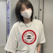 シャネル Tシャツ 偽物 半袖 コットン ロゴ ホワイト sho02448