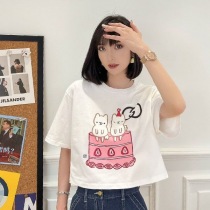 即発送グッチ Kawaii クロップド コットンジャージー Tシャツ コピー プリント 717684XJFBL9095