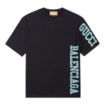 争奪戦グッチ バレンシアガ ロゴ ブラック Tシャツ 偽物 guv35751