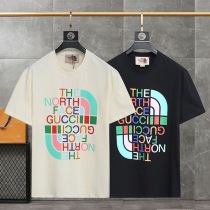 ギフトに最適ノースフェイス グッチ コピー ロゴ コットン Tシャツ 2色 guz86483