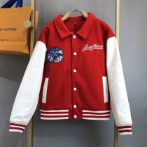 追跡付LV × YK 草間彌生 コラボ ヴァーシティー ジャケット 赤 コピー 1AB8I1