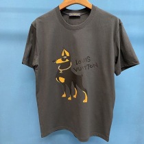 大人気！ルイヴィトン 半袖 偽物 コットン ロゴ Tシャツ vug87052