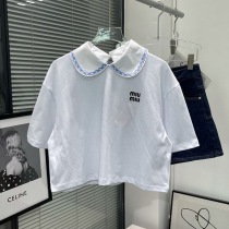 稀少 ミュウミュウ コットンジャージー 長袖Tシャツ 偽物 mye96721