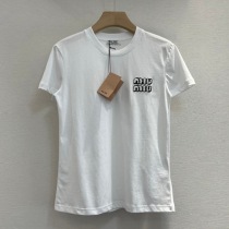 世界中で大人気♪ミュウミュウ ロゴ クリスタル キラキラ Tシャツ 半袖 コピー myi35470