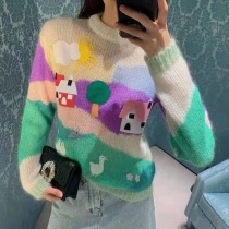 希少色☆ミュウミュウ 偽物☆ オーバーサイズロゴモヘアセーター♪ myk82366