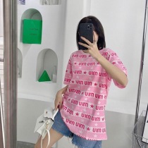 日本未入荷ミュウミュウ コピー プリント付き ジャージーTシャツ ロゴ入り myx78182