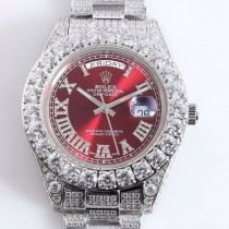 ロレックス ROLEX 時計 偽物 39MM メンズ レッド 全面ダイヤ デイデイト roh51246