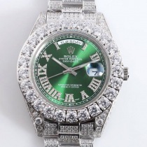 ロレックスROLEX スーパーコピー 腕時計 オイスター パーペチュアル 39 メンズ グリーン 全面ダイヤ roi63736