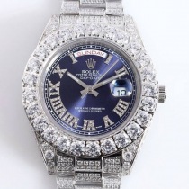 ロレックススーパーコピー 腕時計 39MM メンズ ブルー 全面ダイヤ デイデイト roj27637