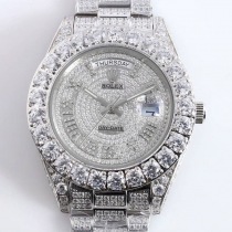 ロレックス ROLEX スーパーコピー 腕時計 39MM メンズ シルバー 全面ダイヤ デイデイト rom34702