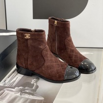 プレゼント最適シャネル ショート ブーツ ストレッチ ラムスキン ブラック コピー shw02746