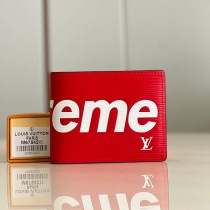 完売必至 シュプリーム 偽物 ルイヴィトン × シュプリーム PF Slender Wallet 二つ折り財布 赤 vuc28374