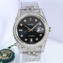21年秋冬 ロレックス 腕時計 偽物 デイトジャスト 41MM ブラック メンズ 全面ダイヤ rox07074