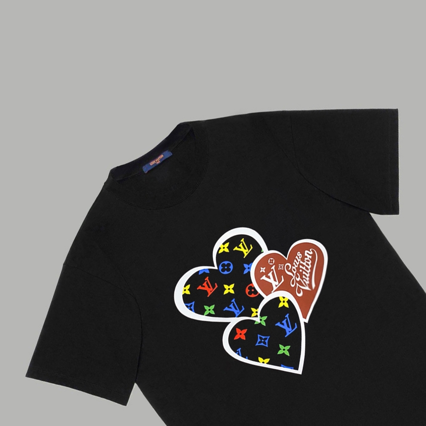 ルイ・ヴィトン新品入荷カラフルラブ老眼文字プリント半袖Tシャツ 236086代引きを販売