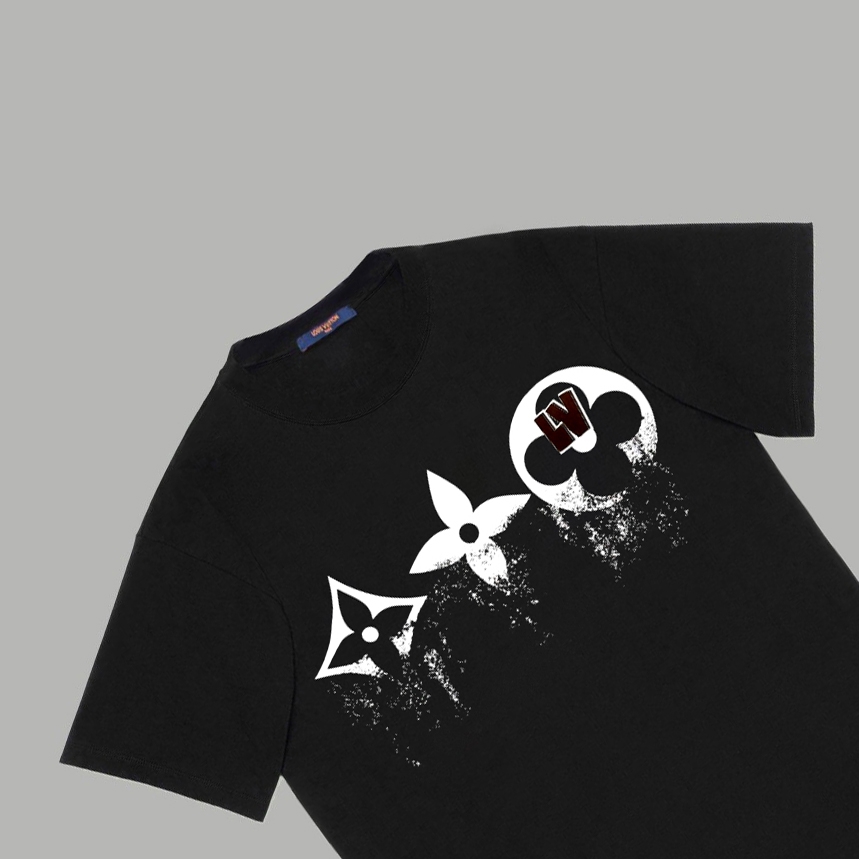 ルイ・ヴィトン2024スリーフラワー フェードロゴプリントコピー半袖Tシャツ 236093激安送料無料