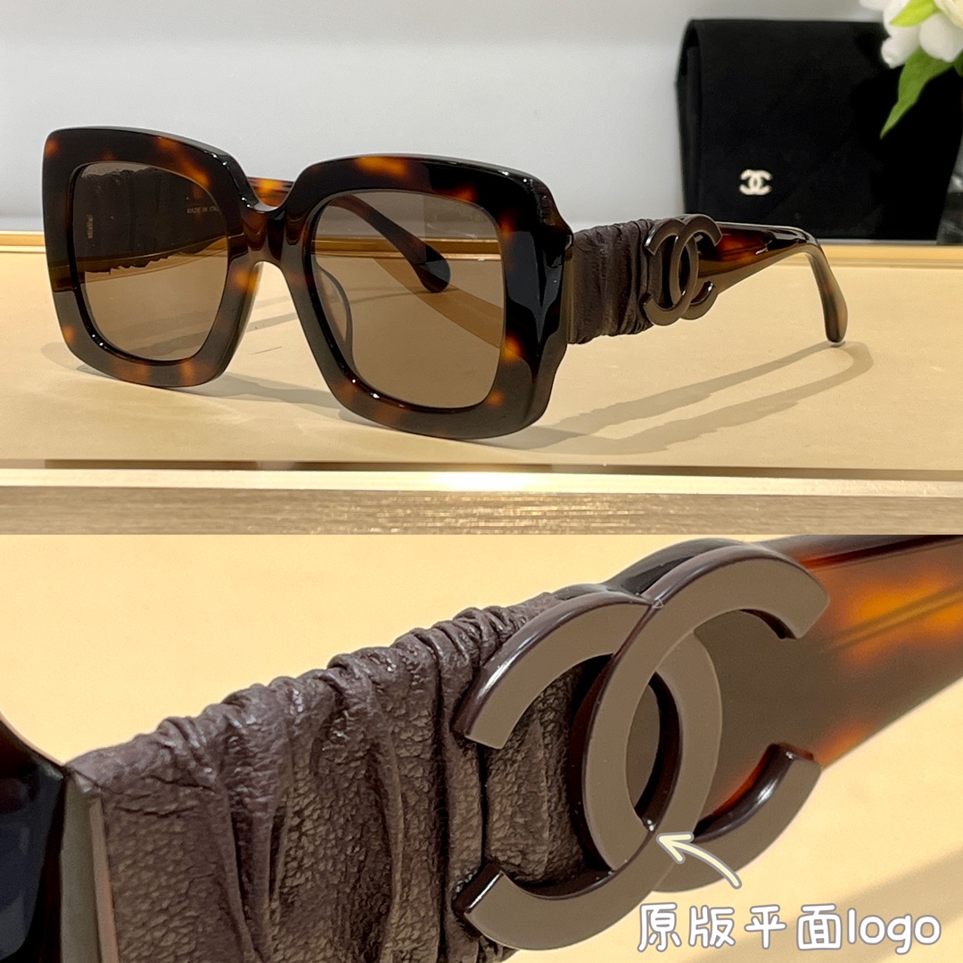 高品質シャネル サングラスコピーCH5474-01 ラージロゴ ダブルCプラス レザーデザイン通販