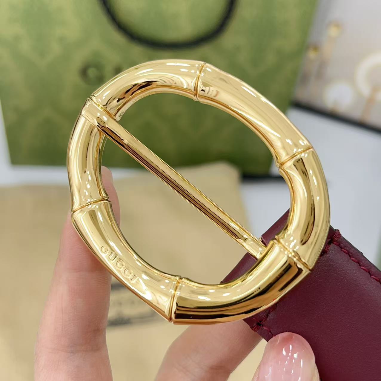 最近グッチ竹バックルと銅バックルの両面牛革ベルト偽物入荷 32482-1激安送料無料