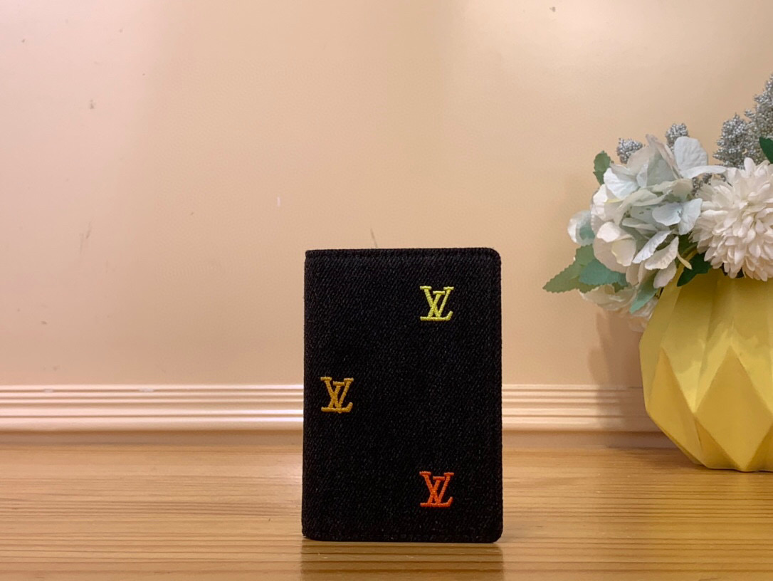 2025ルイヴィトン新作入荷コピーブラック刺繍入りカードホルダーポケット財布 M13965