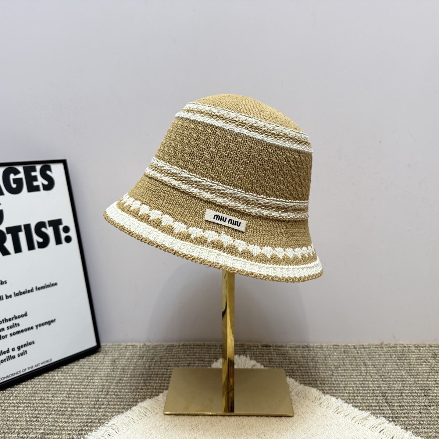 ミュウミュウ 2026年新作中空カラーブロック シンプル フィッシャーマンハット 126924高い品質