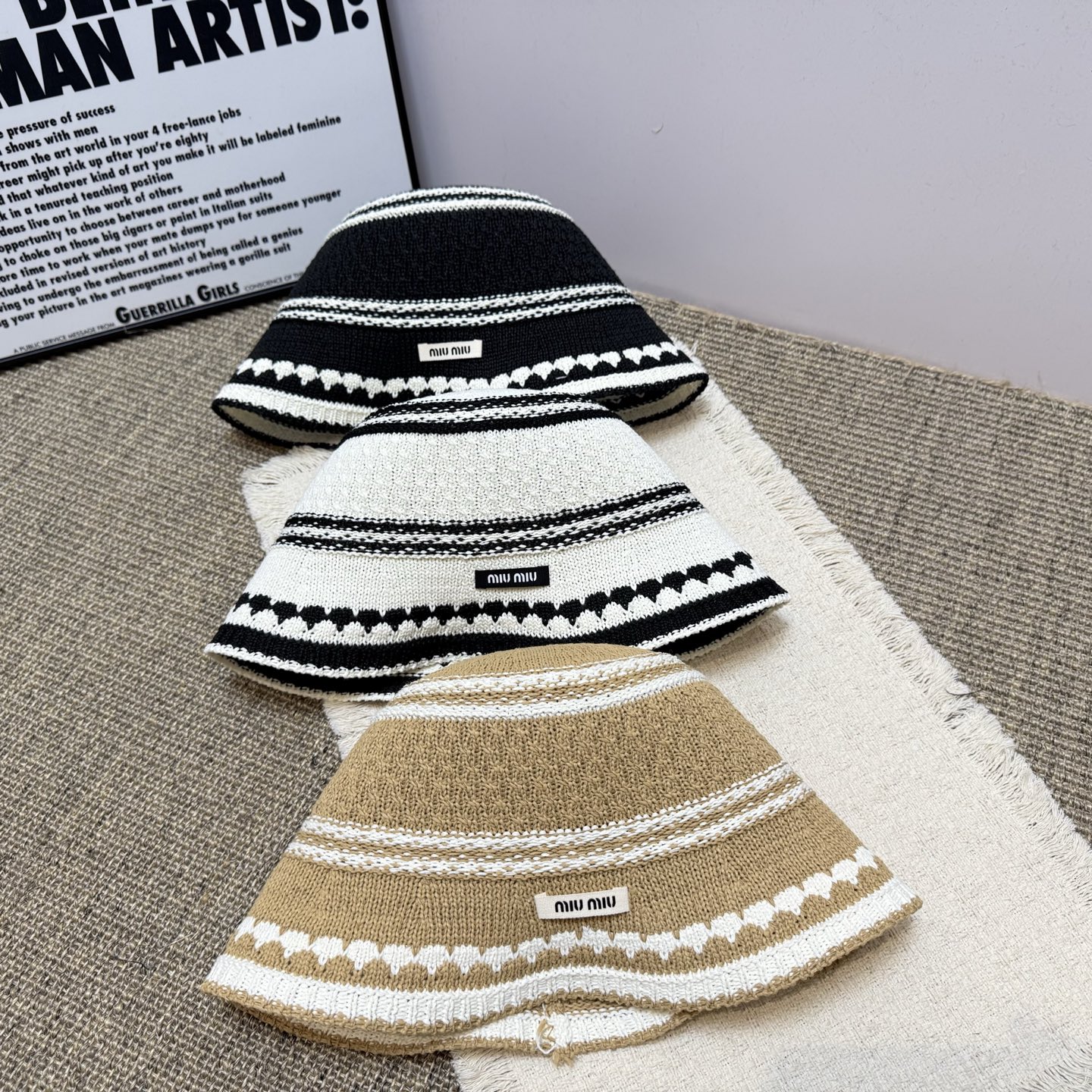 ミュウミュウ 2026年新作中空カラーブロック シンプル フィッシャーマンハット 126924人気