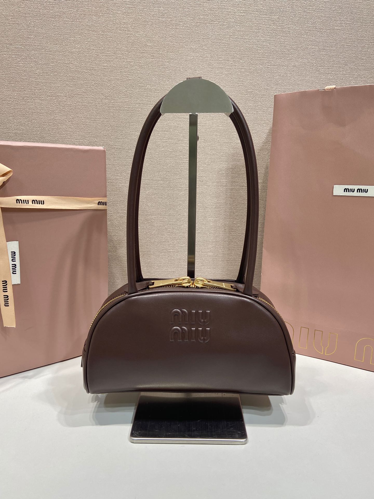 高度な可愛いミュウミュウコピーバッグボウリングスモール上品 5BB192-1