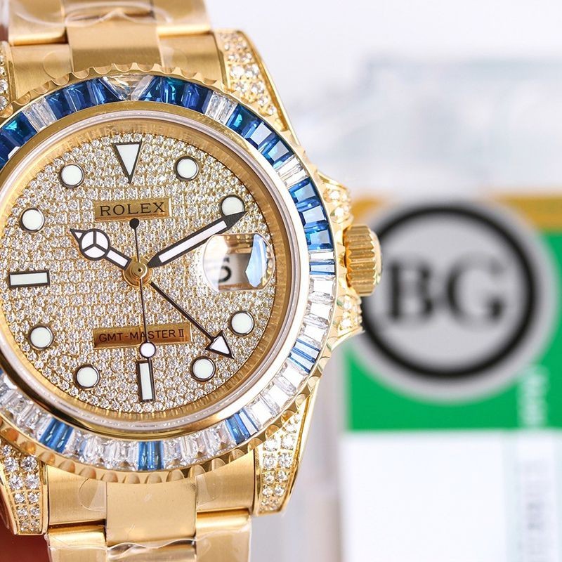 新作ロレックス 偽物 腕時計 GMTマスター2 ゴールド 全面ダイヤ/メンズ 116758SAN級品