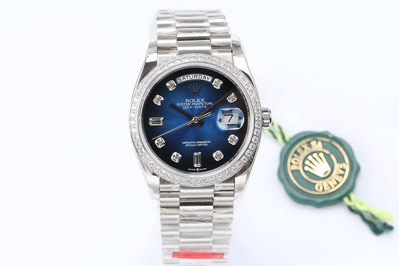 ロレックス スーパーコピー 腕時計デイデイト シルバー 36mm 128348RBR-2通販