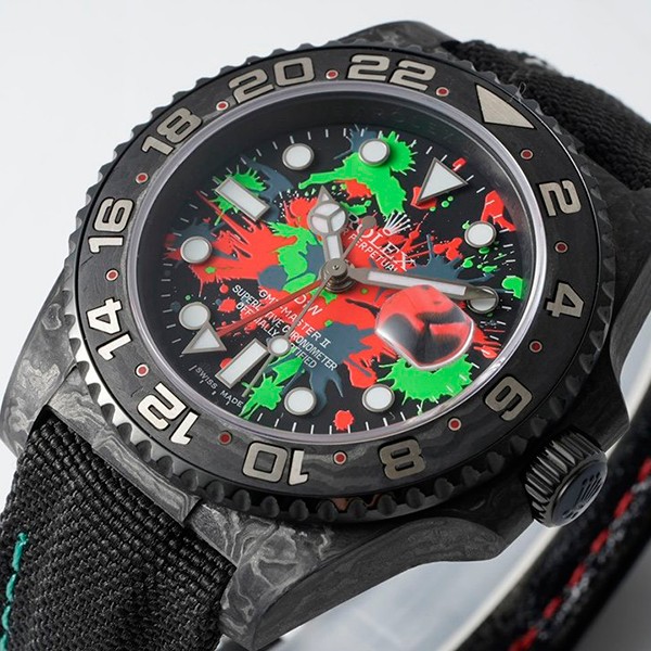 ロレックス DiW カーボン GMTマスター Ⅱ 偽物 MOTLEY GMT 偽物 腕時計人気