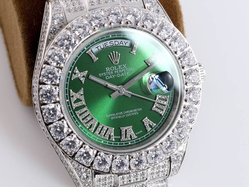 ロレックスROLEX スーパーコピー 腕時計  オイスター パーペチュアル 39 メンズ グリーン 全面ダイヤ roi63736通販