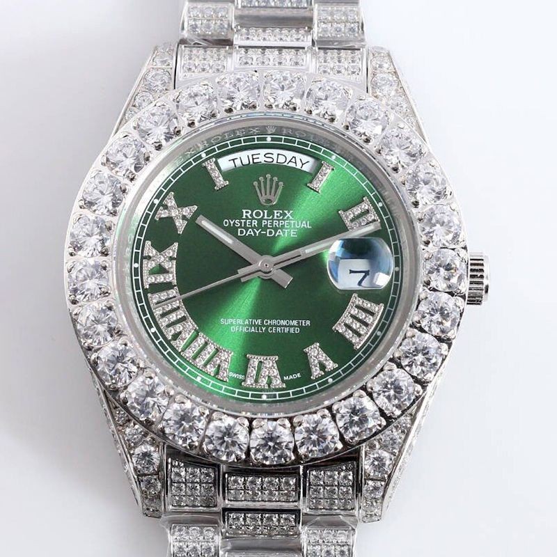 ロレックスROLEX スーパーコピー 腕時計  オイスター パーペチュアル 39 メンズ グリーン 全面ダイヤ roi63736