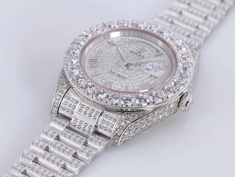 ロレックス ROLEX 時計 スーパーコピー 39MM メンズ ホワイト 全面ダイヤ デイデイト roj31634 限定通販