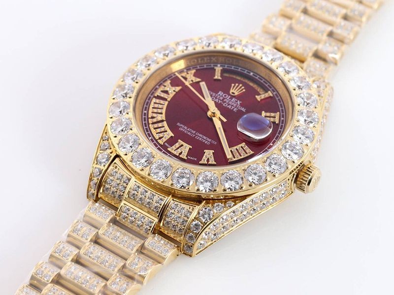 ロレック ROLEX 時計 コピー ス デイデイト 39MM メンズ レッド ダイヤモンドベゼル rol61381通販