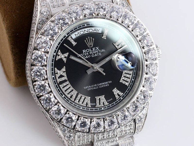 ロレックス ROLEX 偽物 時計 39MM メンズ ブラック 全面ダイヤ デイデイト rol64114激安送料無料