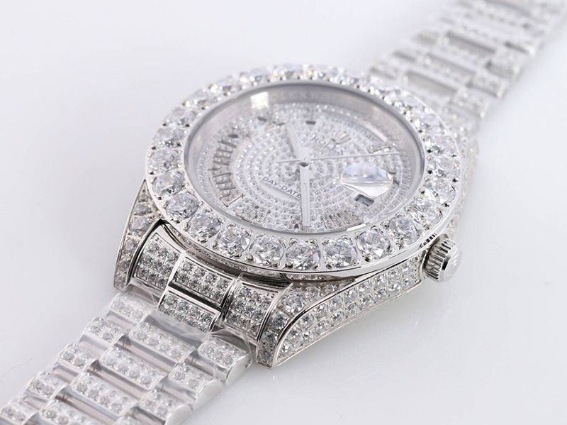 ロレックス ROLEX スーパーコピー 腕時計 39MM メンズ シルバー 全面ダイヤ デイデイト rom34702通販