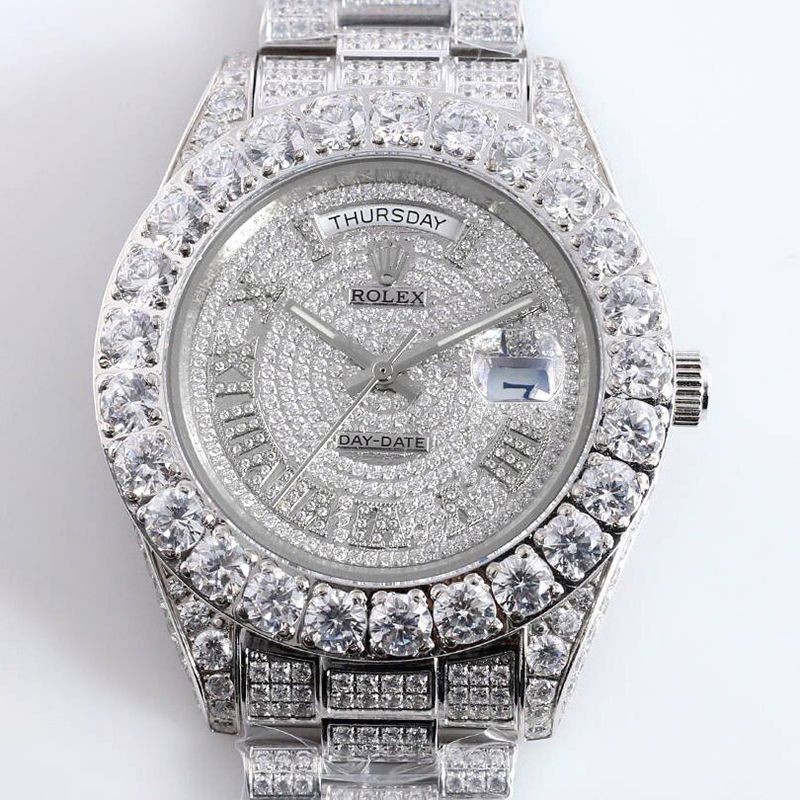 ロレックス ROLEX スーパーコピー 腕時計 39MM メンズ シルバー 全面ダイヤ デイデイト rom34702