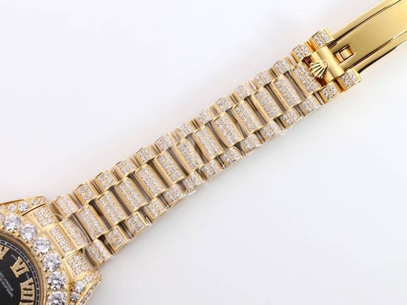 ロレックス ROLEX 偽物 腕時計 39MM メンズ ブラック 全面ダイヤ デイデイト roo42615最高級