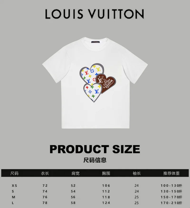 ルイ・ヴィトン新品入荷カラフルラブ老眼文字プリント半袖Tシャツ 236086