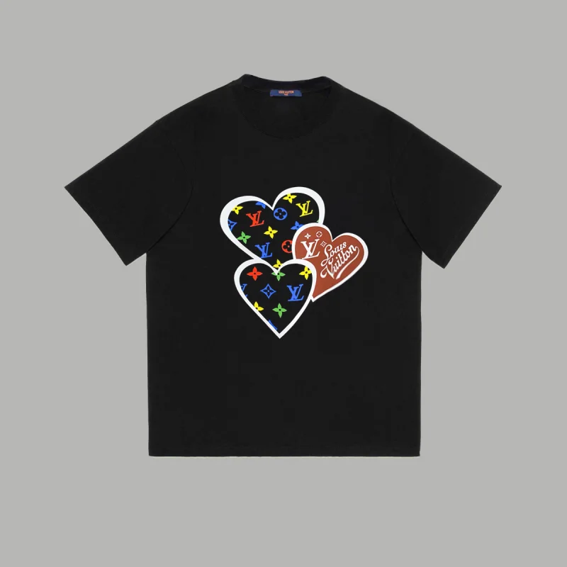 ルイ・ヴィトン新品入荷カラフルラブ老眼文字プリント半袖Tシャツ 236086